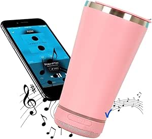 Copo Termico 473ml E Caixa De Som Bluetooth Com Tampa Abridor Inox Iluminação Led Rgb Bateria de Longa Duração