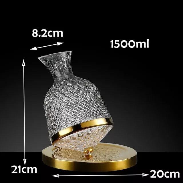 Decanter De Vinho CRISTAL Giratório Gira 360° Base Aço Inox 1500ml